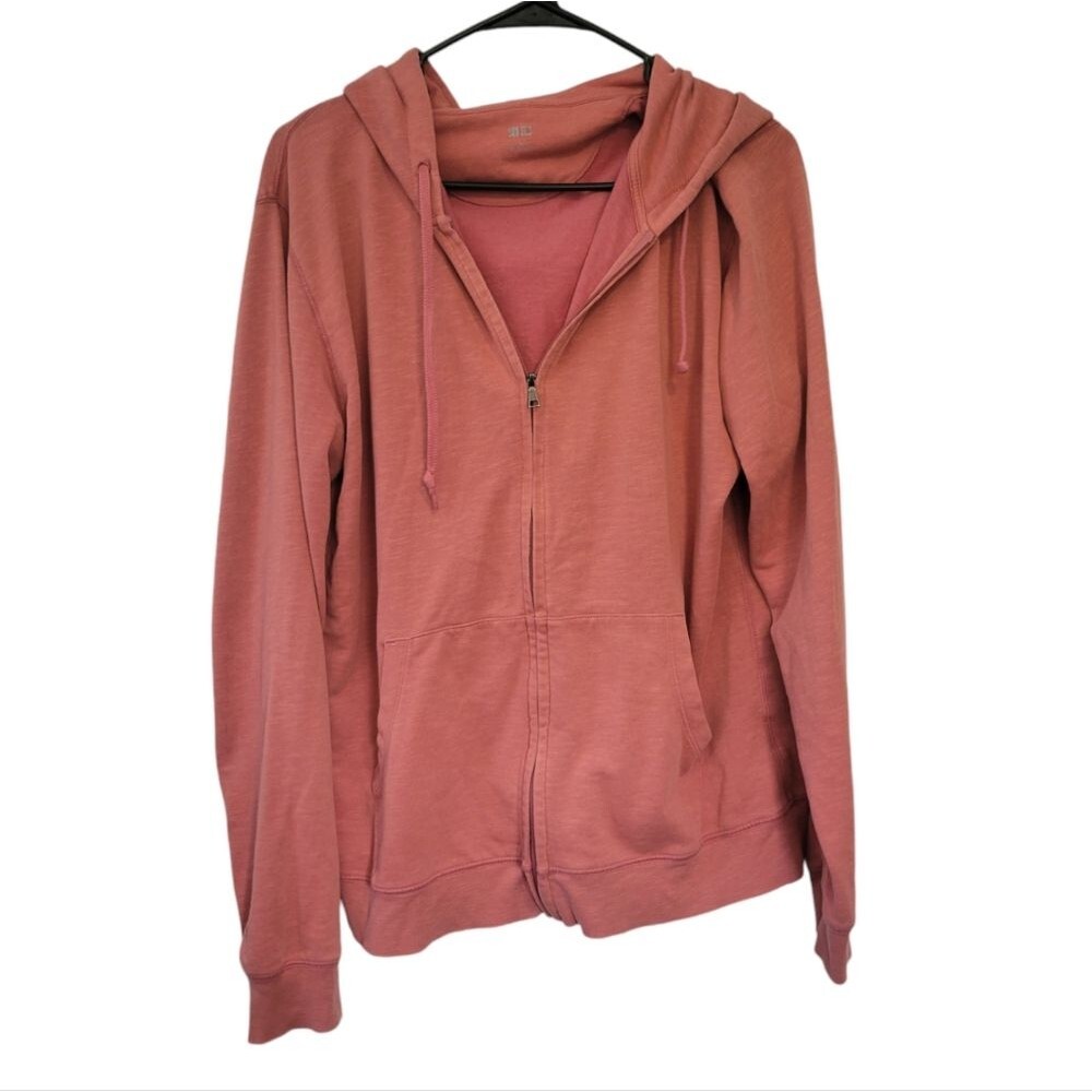 Uniqlo Full Zip Hoodie Sweatshirt Coral Pink Size Large